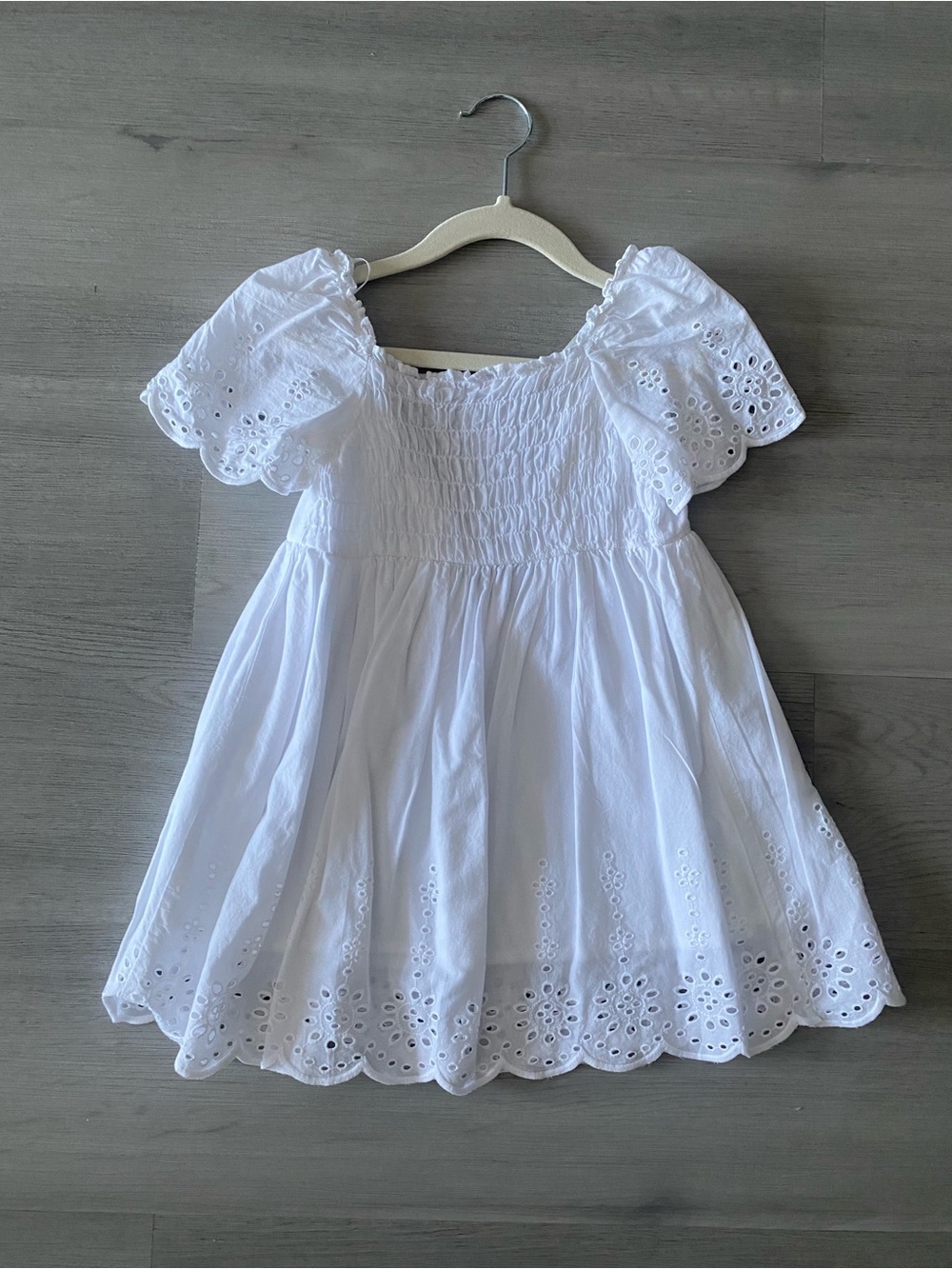 H&M White Cotton Eyelet Dress